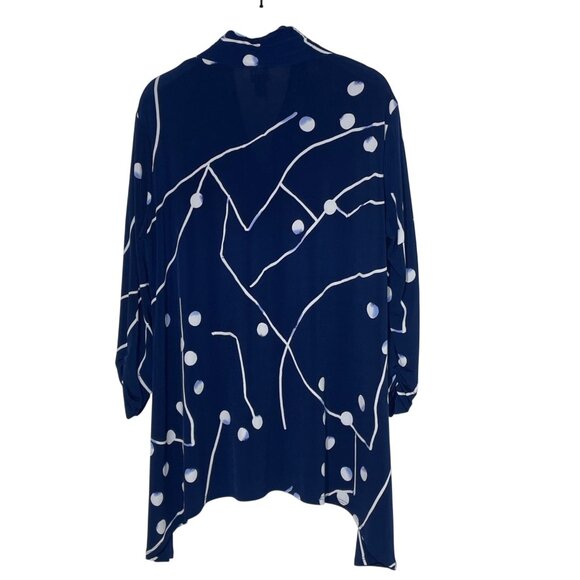 Clara Sun Woo Abstract Dot Stretch Liquid Knit Top Sz 1X Artsy Art to Wear - Picture 2 of 7